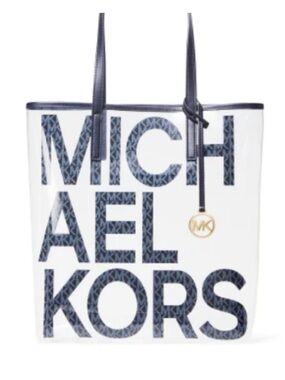 Michael Kors Navy Logo Clear Tote Bag